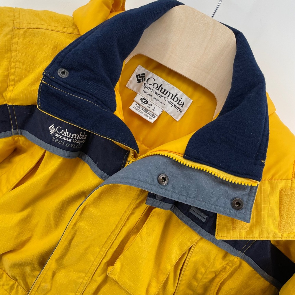 Columbia Tectonite Kids Winter Jacket Yellow Navy Blue Coat 10/12 L SB5144